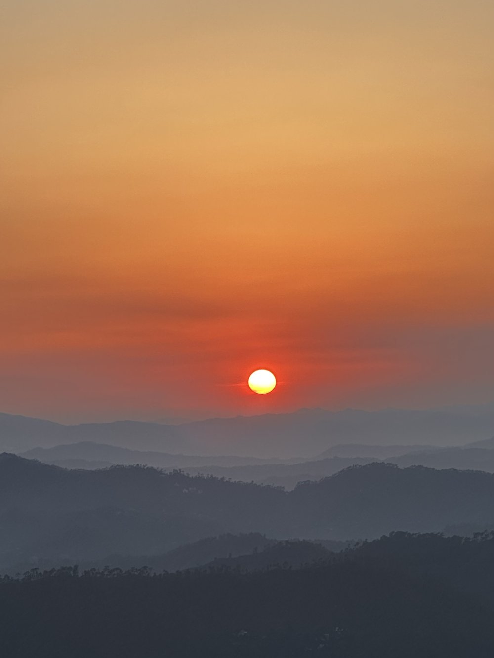 The sun going down over the ridges below Kasar