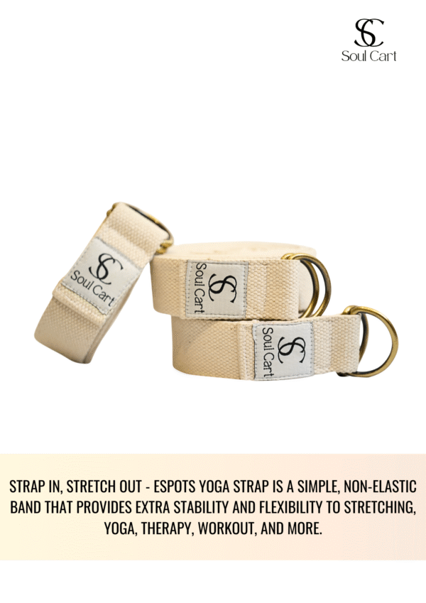SoulCart Yoga Stretch Belt/Strap | Best for Daily Stretching, Yoga, Pilates, Physical Therapy, Fitness | 8 Feet Premium Cotton Strech Band (Beige)