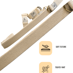 SoulCart Yoga Stretch Belt/Strap | Best for Daily Stretching, Yoga, Pilates, Physical Therapy, Fitness | 8 Feet Premium Cotton Strech Band (Beige) - Image 2